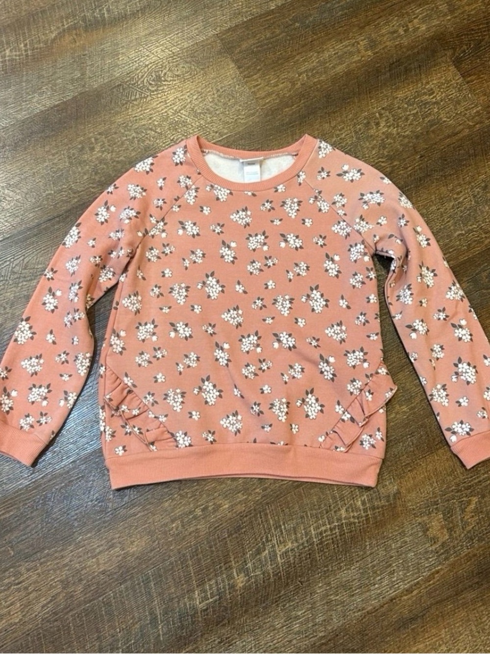 Nicole Miller Dusty Rose Floral Ruffle Sweatshirt 10